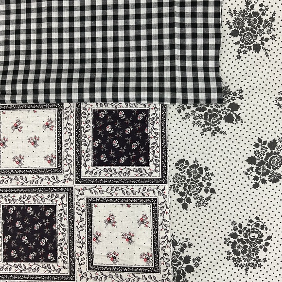 Vintage florals & gingham fabric lot 4 panels sewing crafting - Picture 1 of 5